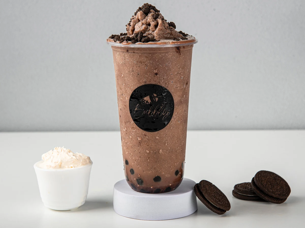 Creamy Bubbly Boba drink with pearls