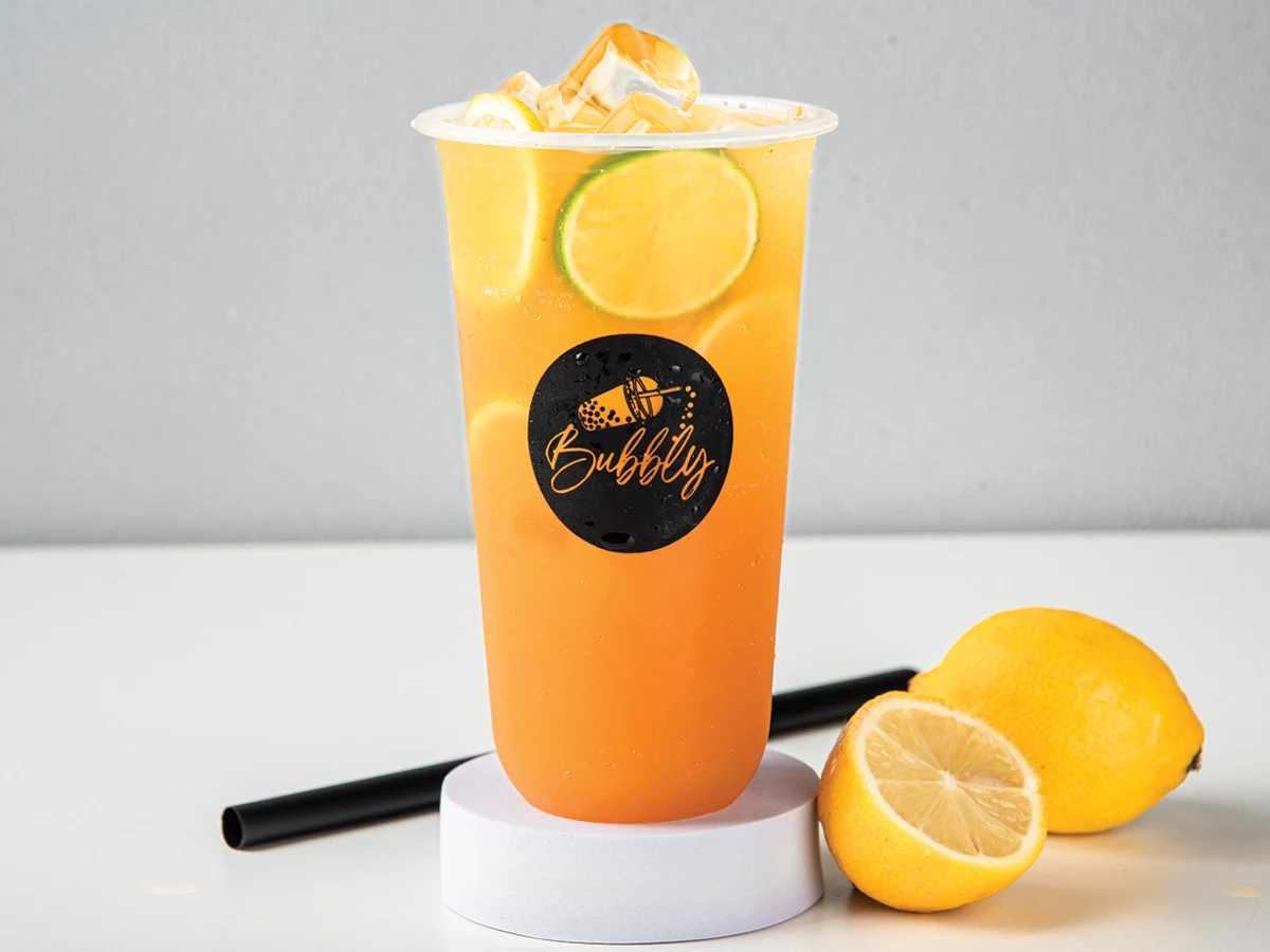 Lemon fruit tea made by Bubbly Boba